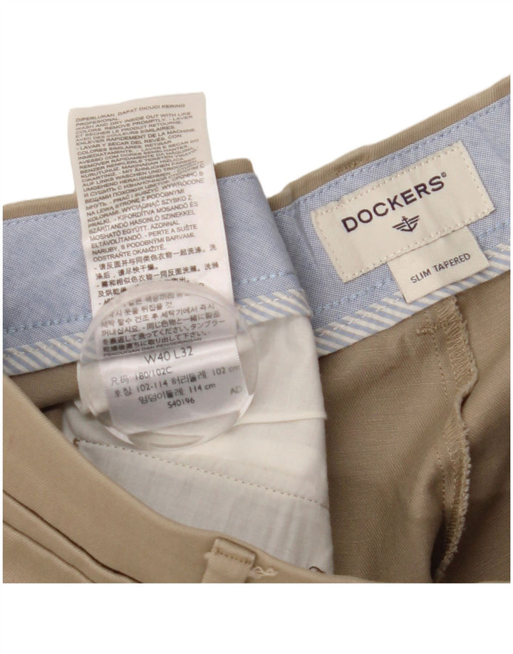DOCKERS Pantalon Chino Slim Fuselé Homme W40 L29 Coton Beige