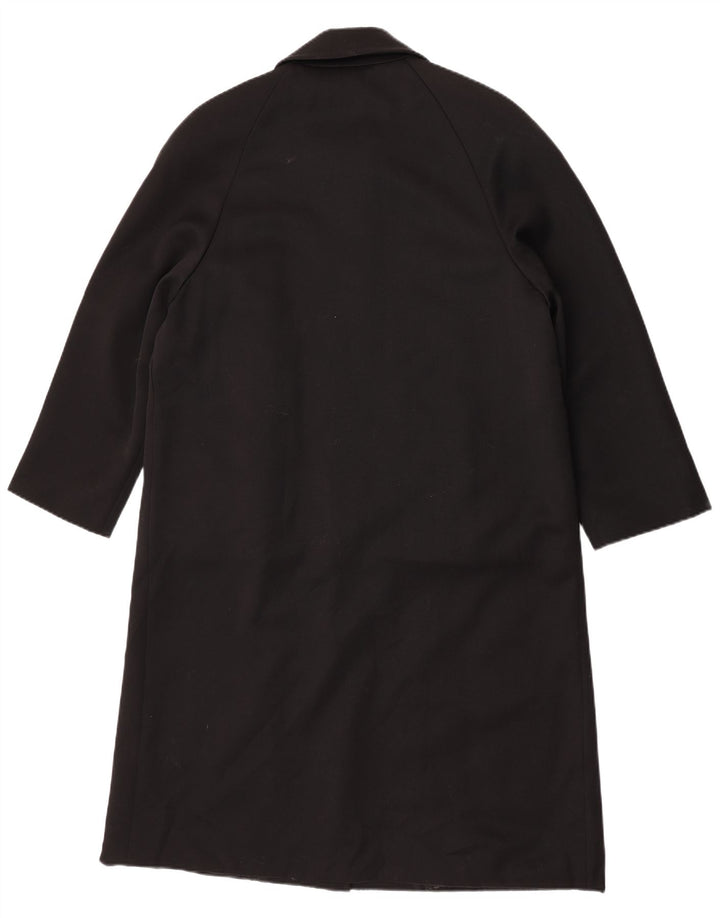 vintage Femme Pardessus IT 46 Grande Laine Vierge Noire