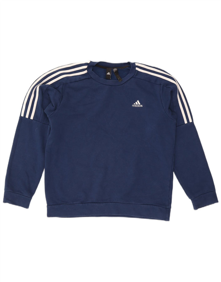 Adidas Mens Sweatshirt Jumper Petit Bleu Marine Coton