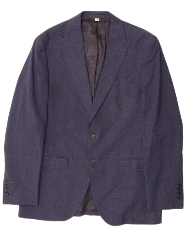 Marks & Spencer Veste blazer à 2 boutons pour homme UK 38 Bleu moyen pied-de-poule
