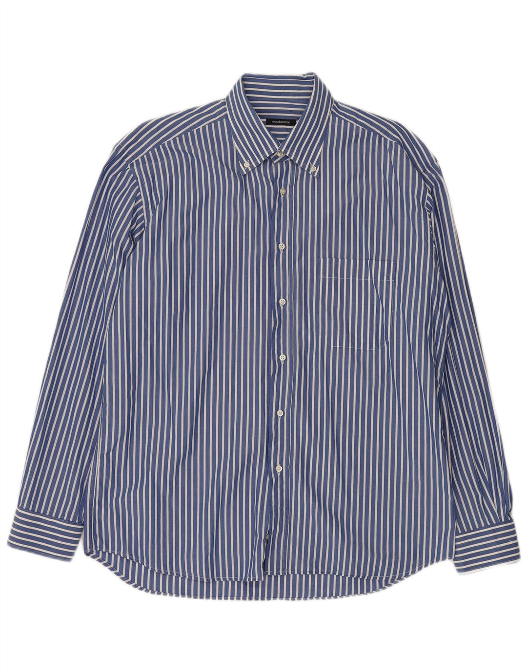 ROCCOBAROCCO Chemise Homme Taille 43 17 XL Coton Rayé Bleu