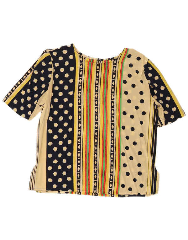 vintage Womens Blouse Top UK 16 Grand Multicolore Géométrique