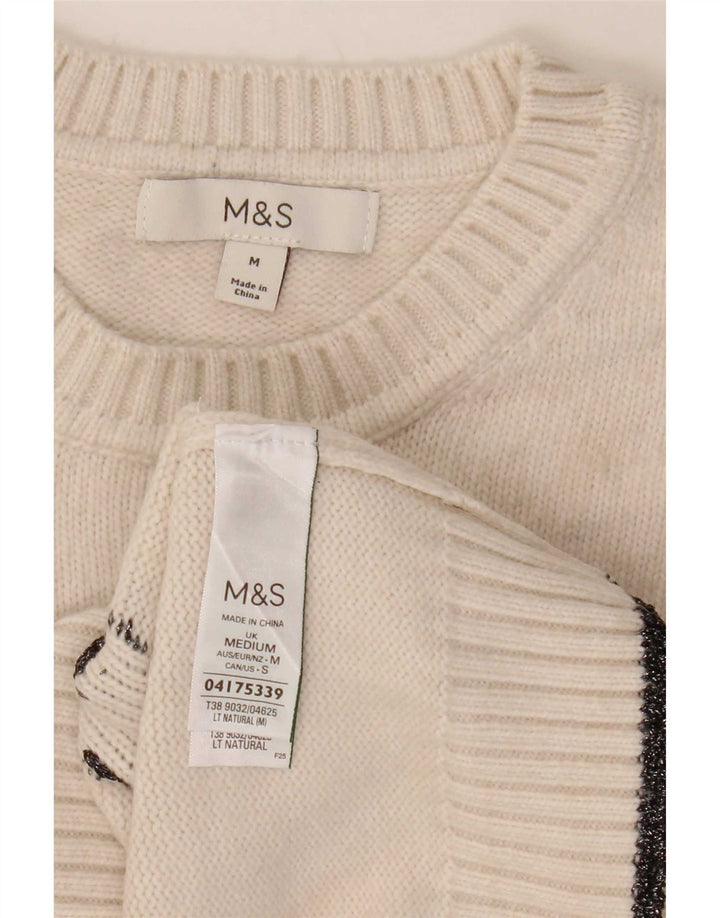 Marks & Spencer Pull à col rond pour femme UK 14 Medium Off White
