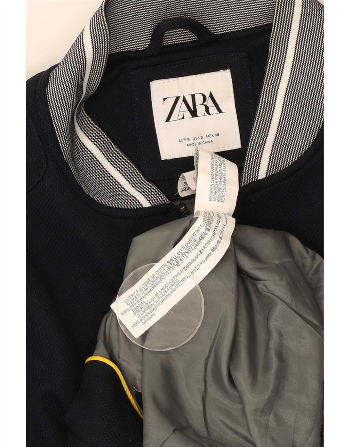 Zara Mens Bomber Jacket UK 36 Small Bleu Marine Polyester
