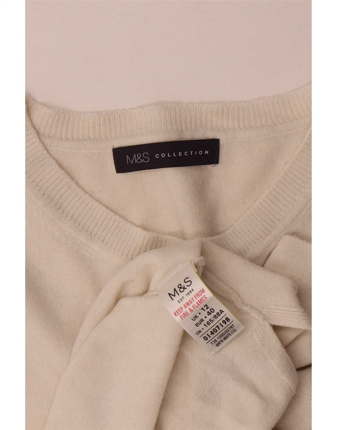 Marks & Spencer Pull à col rond pour femme UK 12 Acrylique blanc moyen