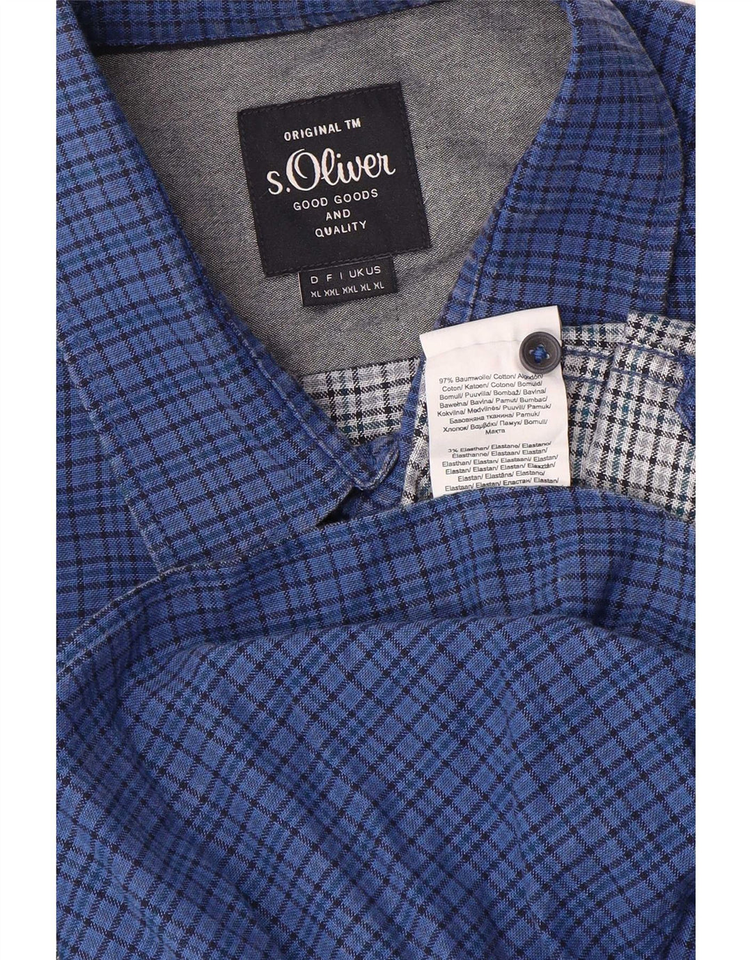 S.Oliver Chemise Homme XL Bleu Carreaux Coton