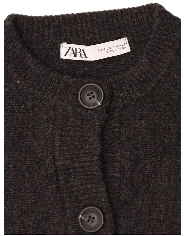 Zara Cardigan Femme Pull UK 10 Petit Gris Moucheté