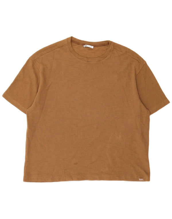Zara Homme T-Shirt Top Large Beige Coton