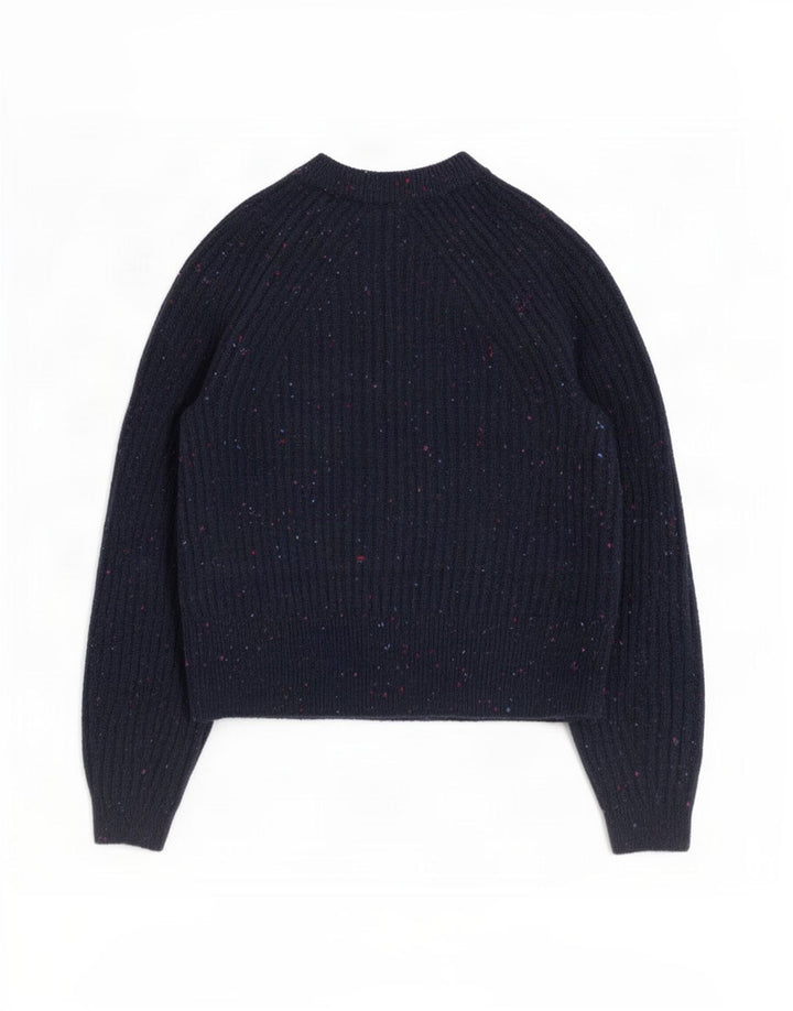 Marks & Spencer Pull Cardigan pour Femme UK 10 Petit Bleu Marine Moucheté
