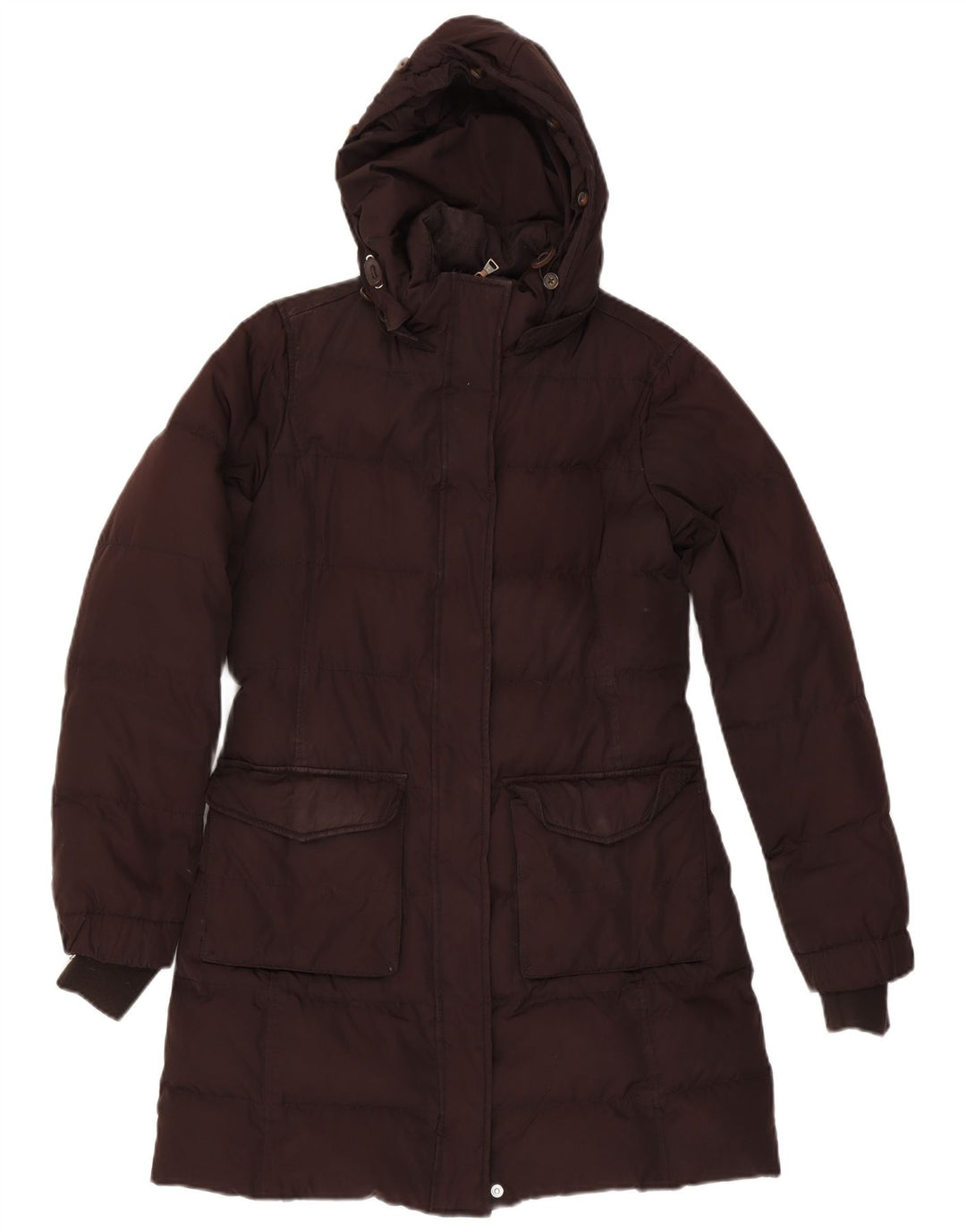 Tommy Hilfiger Manteau rembourré à capuche pour femme UK 14 Marron moyen Polyester