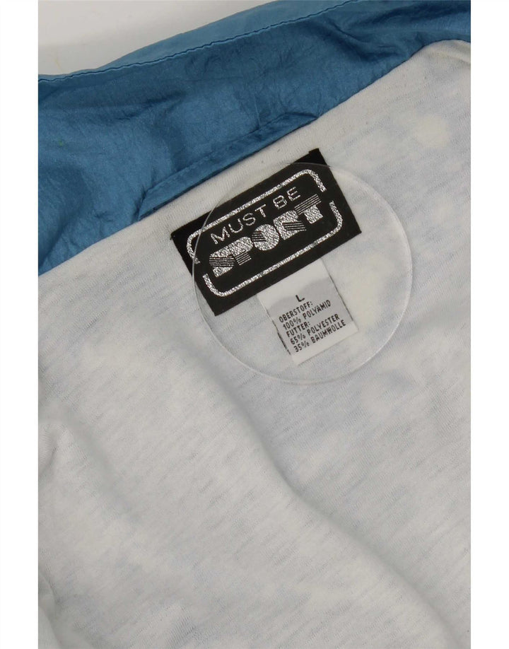 vintage Mens Full Survêtement Grand Bleu Géométrique Nylon