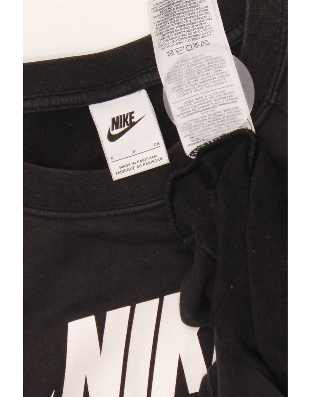 Nike Sweat-shirt surdimensionné graphique pour femme UK 12 Petit coton noir