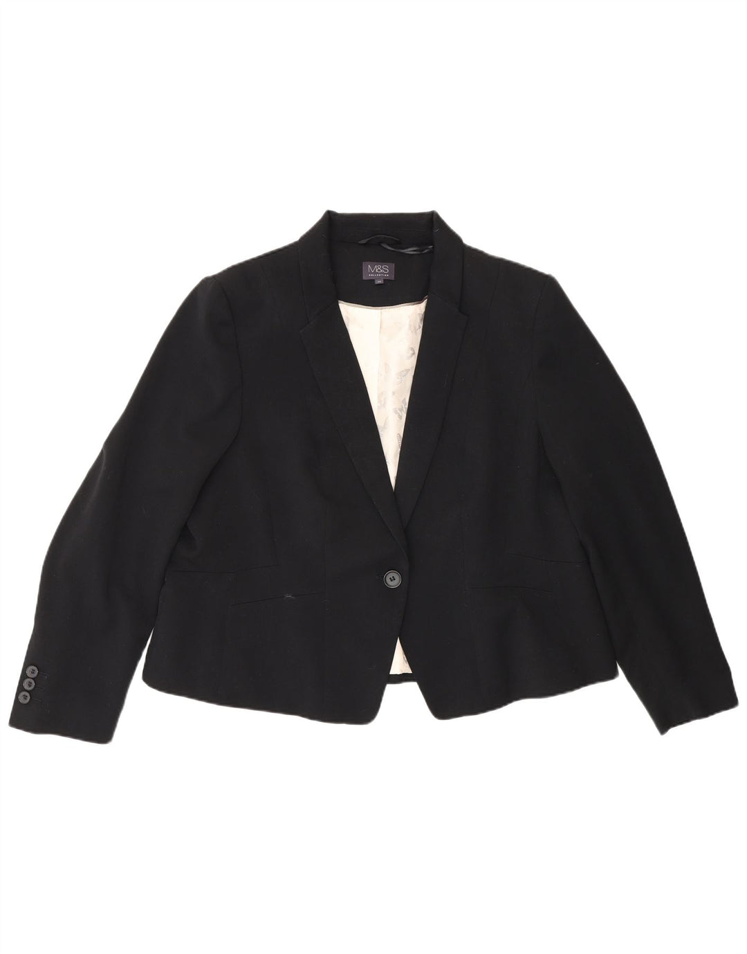 Marks & Spencer Veste blazer 1 bouton pour femme UK 20 2XL Noir Polyester