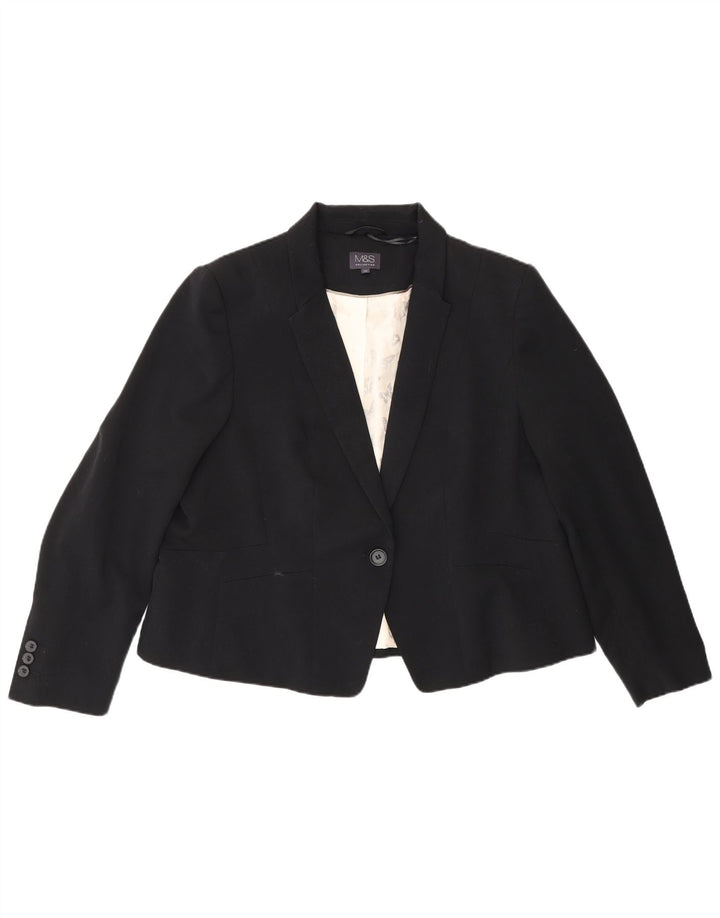 Marks & Spencer Veste blazer 1 bouton pour femme UK 20 2XL Noir Polyester