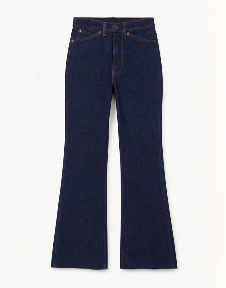 vintage Femme Jeans Évasés IT 42 Moyen W22 L32 Coton Bleu