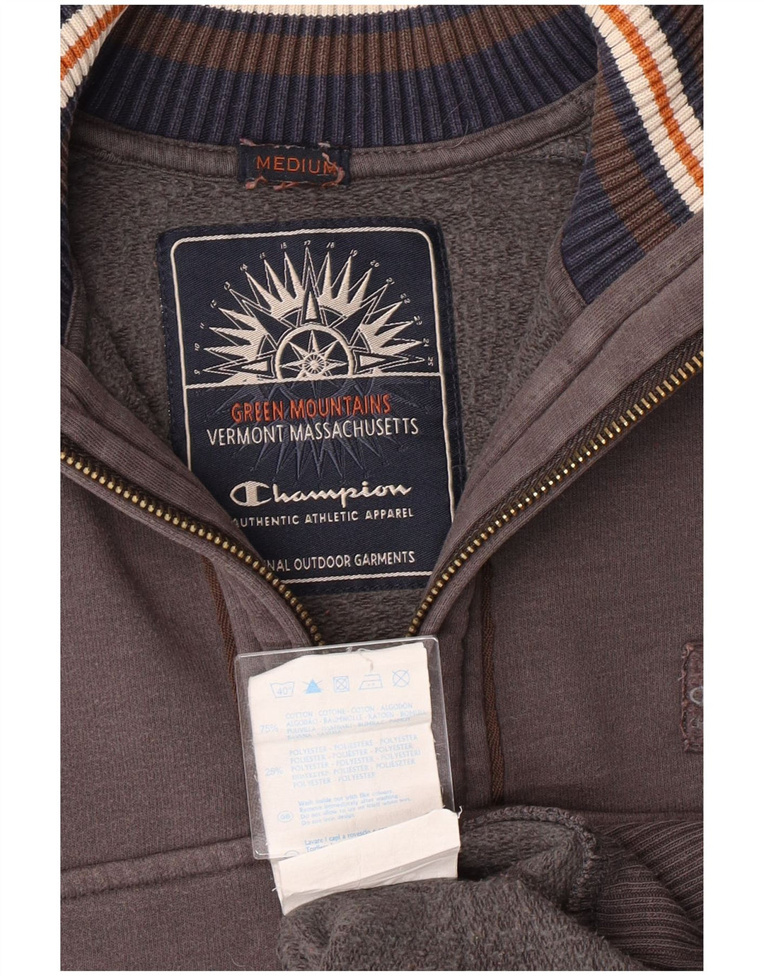 Champion Sweat-Shirt Col Zippé Homme Gris Moyen Coton