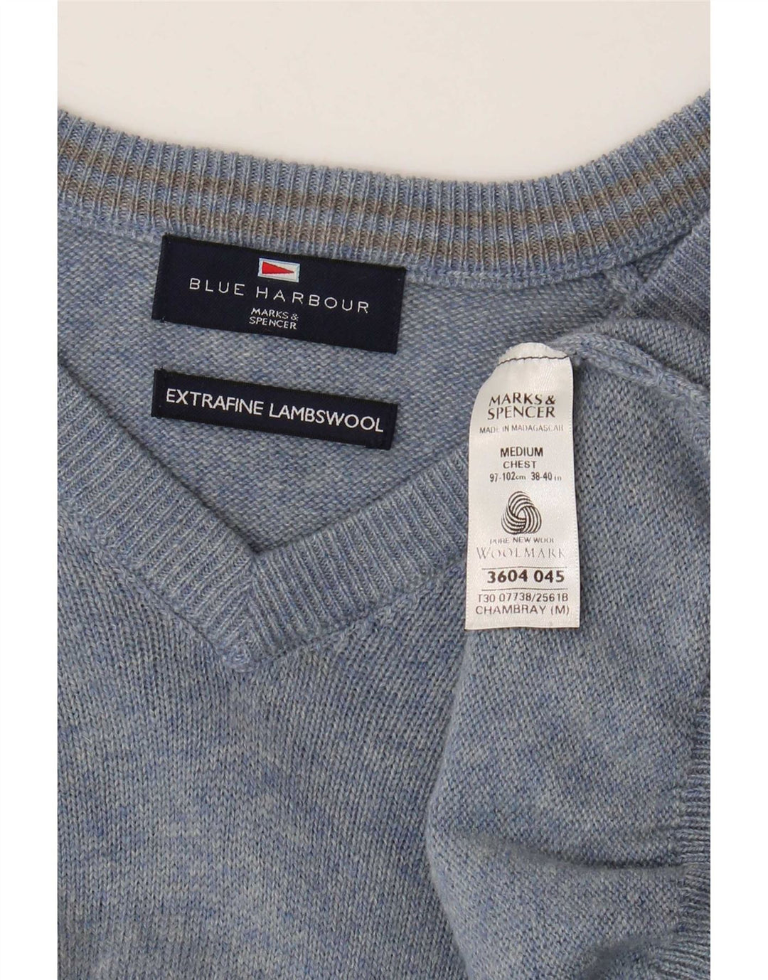 Marks & Spencer Pull Blue Harbor Col V Homme Bleu Moyen
