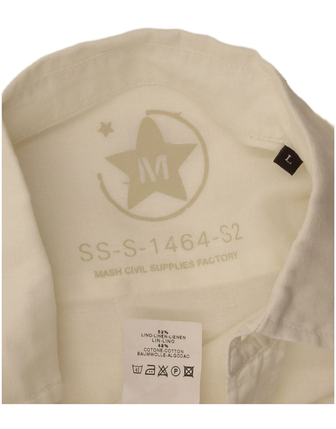 Mash Chemise à manches courtes pour homme en lin blanc cassé