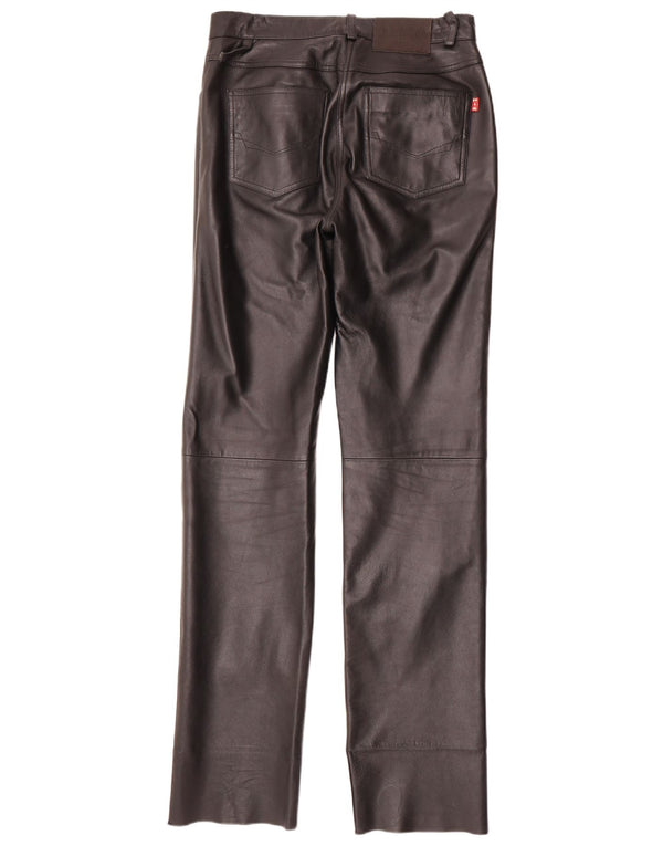 H.I.S Pantalon droit en cuir pour femme EU 38 Medium W28 L34 Noir