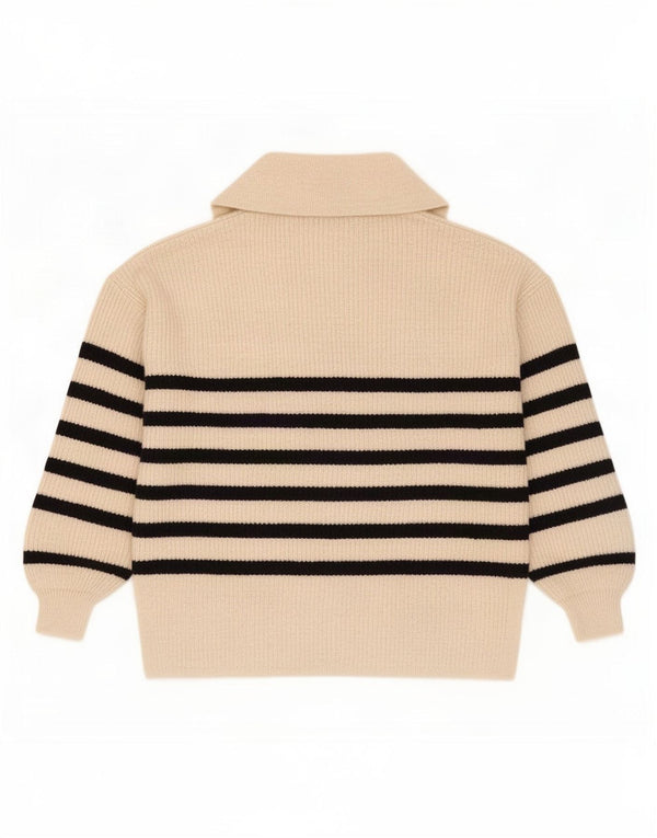 Marks & Spencer Pull à col polo pour femme UK 16 Large Blanc cassé