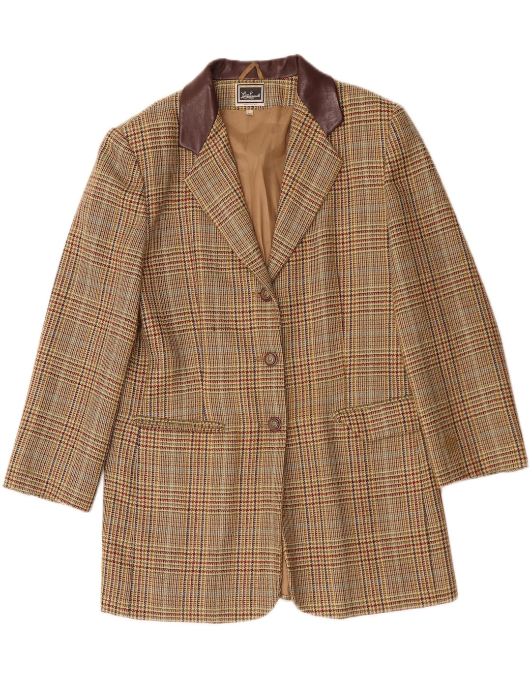 Luisa Spagnoli Veste Blazer 3 Boutons Femme IT 46 Grand Pied-de-Poule Beige