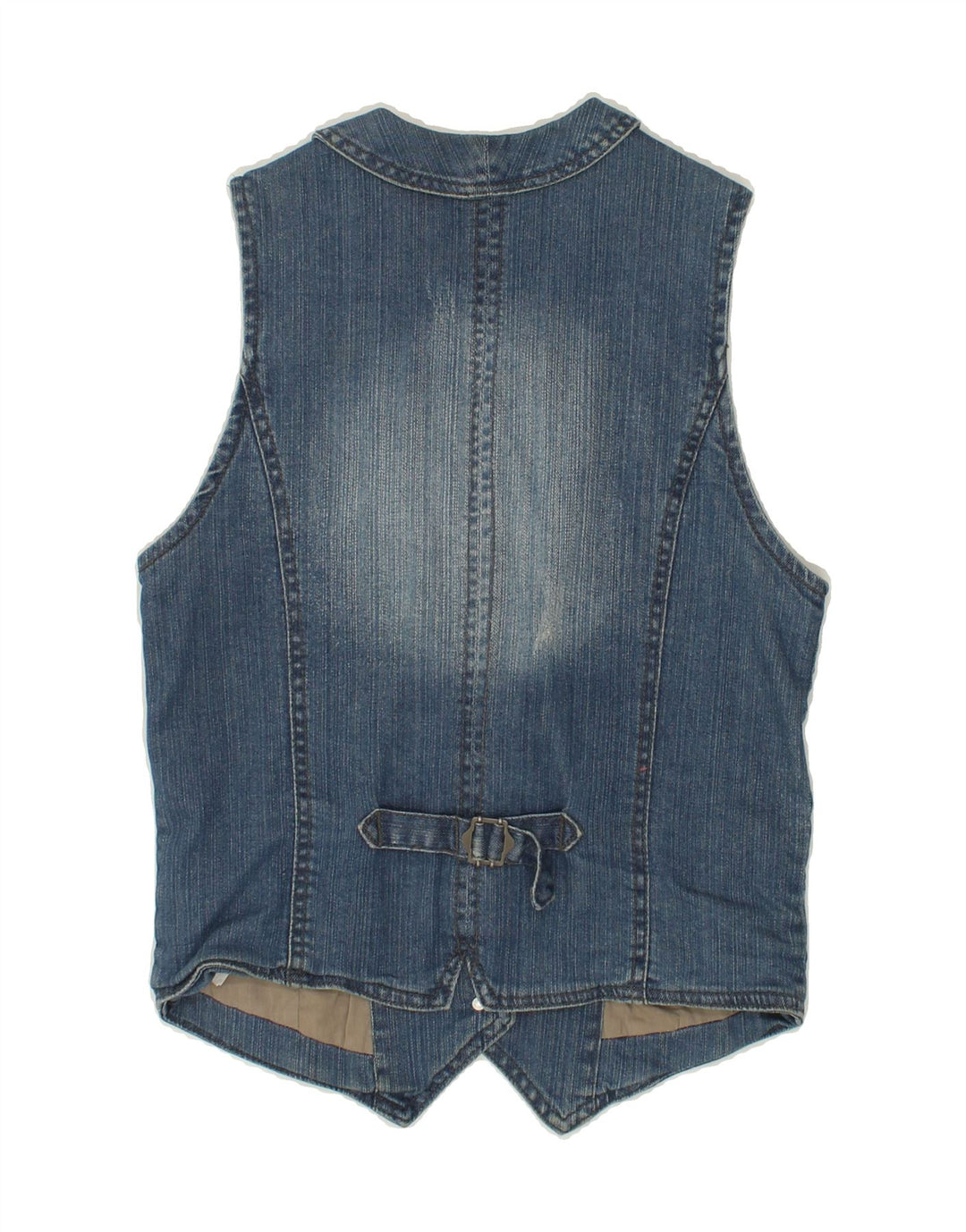 VINTAGE Femme Denim Gilet UK 12 Coton Bleu Moyen