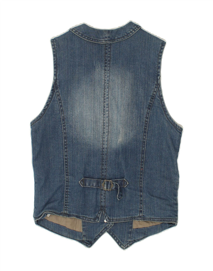 VINTAGE Femme Denim Gilet UK 12 Coton Bleu Moyen