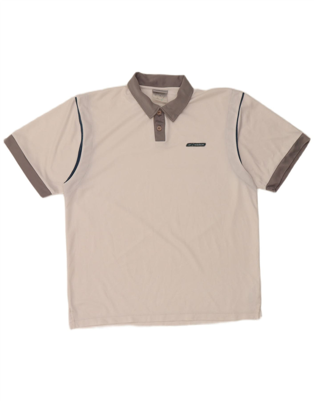 REEBOK Polo Homme Blanc Moyen Polyester Colorblock