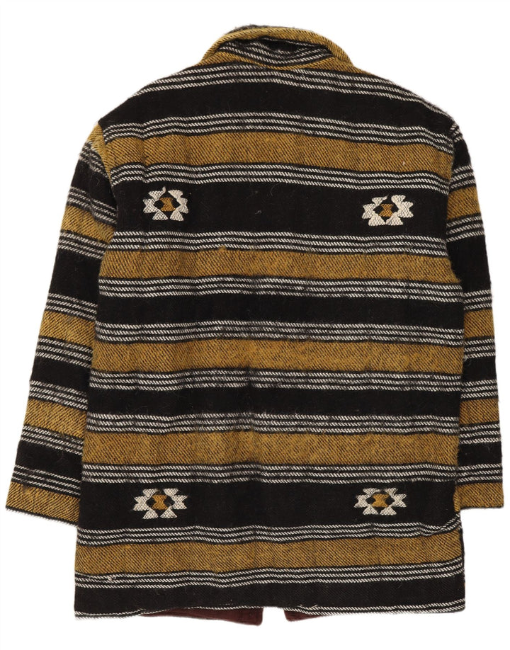 vintage Mens Duffle Coat UK 40 Grande laine géométrique multicolore