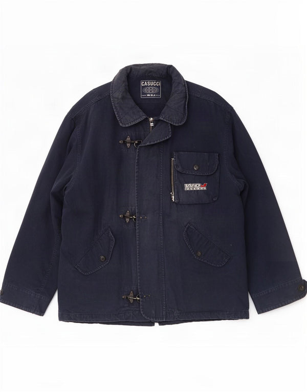 Casucci Duffle Jacket Homme UK 44 2XL Bleu Marine Coton