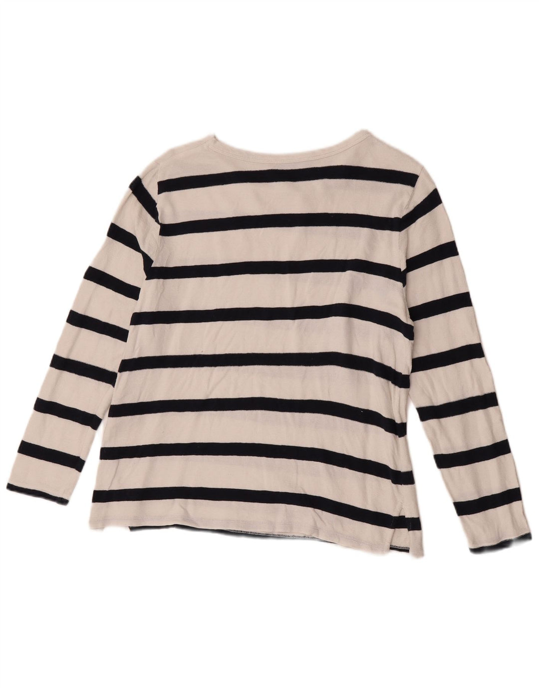 Marks & Spencer Haut à manches longues pour femme UK 12 Coton rayé blanc moyen