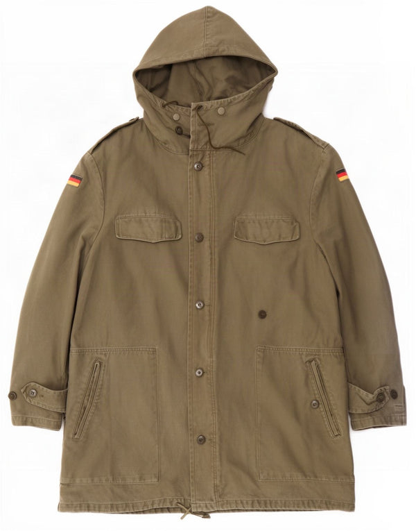 vintage Mens Allemagne Veste Parka Militaire À Capuchon UK 38 Kaki Moyen