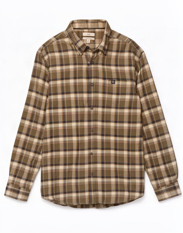 Marks & Spencer Chemise en flanelle pour homme 2XL en coton à carreaux vert