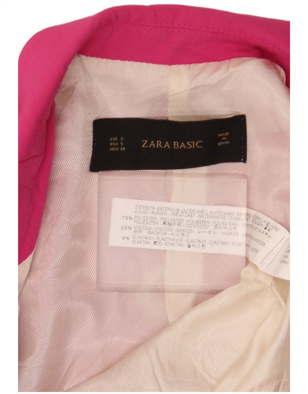 Zara Femme 1 Bouton Blazer Veste UK 10 Petit Rose Polyester
