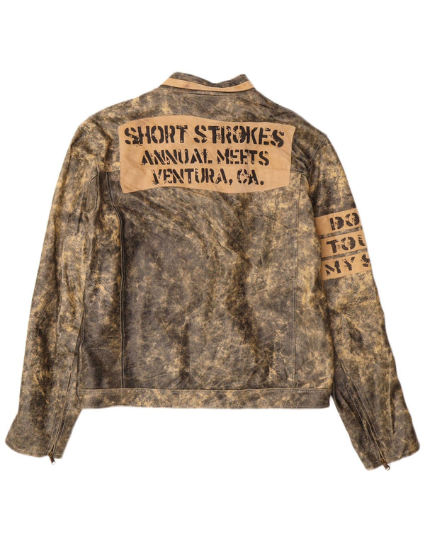 Bata Veste en cuir graphique pour homme IT 52 XL Cuir gris