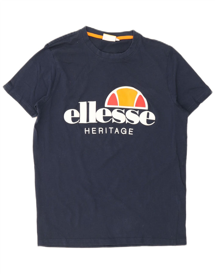 Ellesse T-Shirt Graphique Top Bleu Marine Moyen Coton Homme