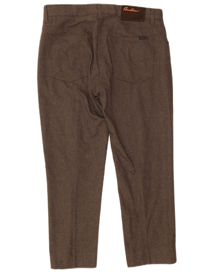 CORNELIANI Pantalon décontracté droit pour homme W36 L28 Laine marron