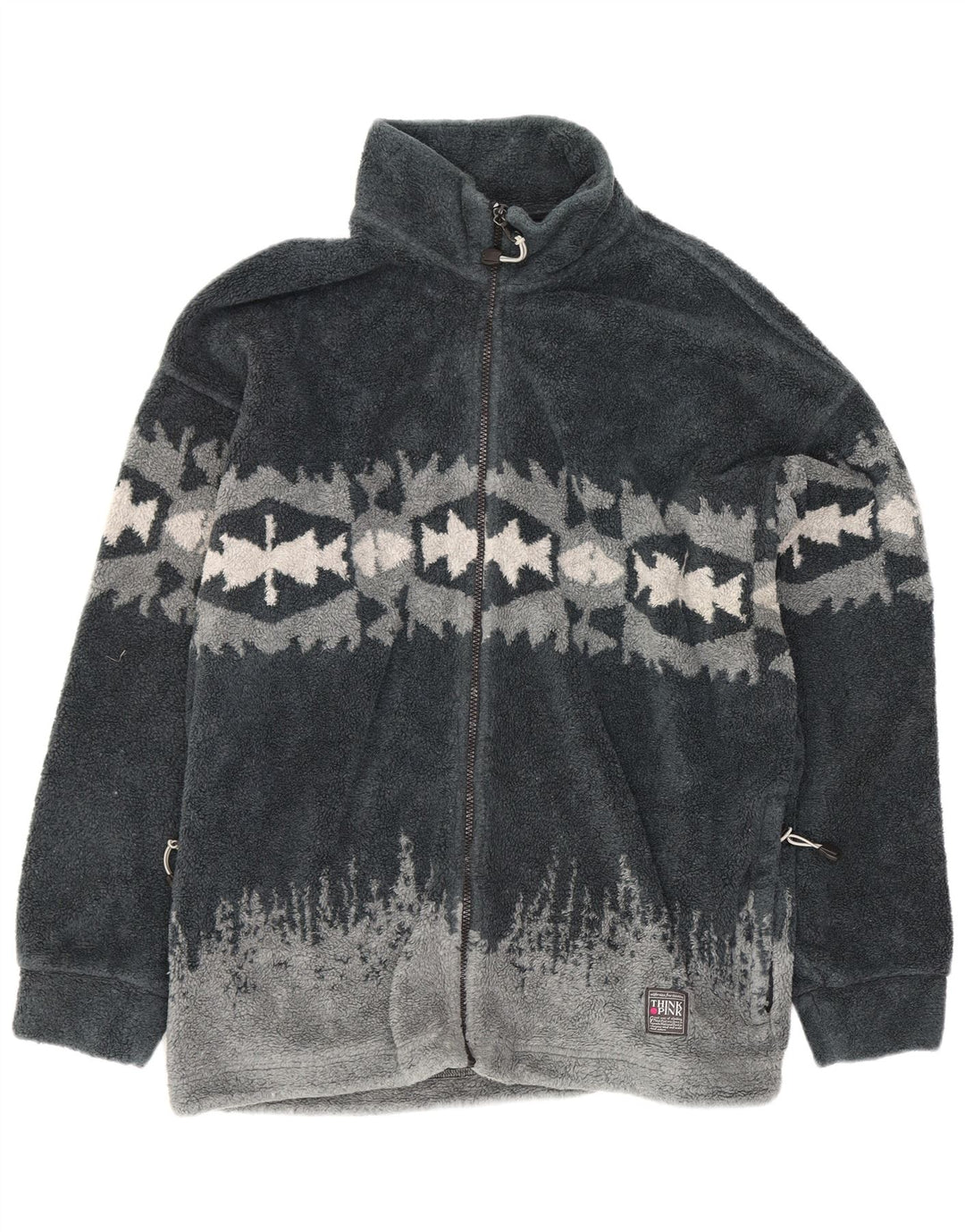 Think Pink Veste Polaire Homme UK 42 XL Gris Géométrique Polyester