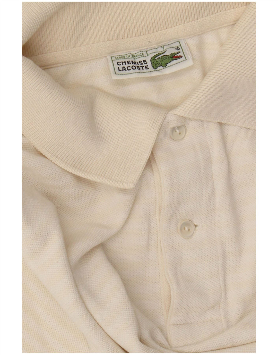 LACOSTE Polo Homme Taille 7 2XL Coton Rayé Blanc Cassé