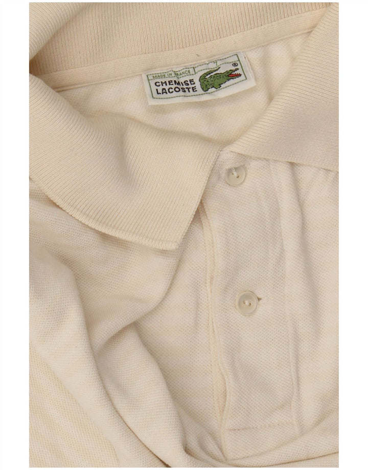LACOSTE Polo Homme Taille 7 2XL Coton Rayé Blanc Cassé