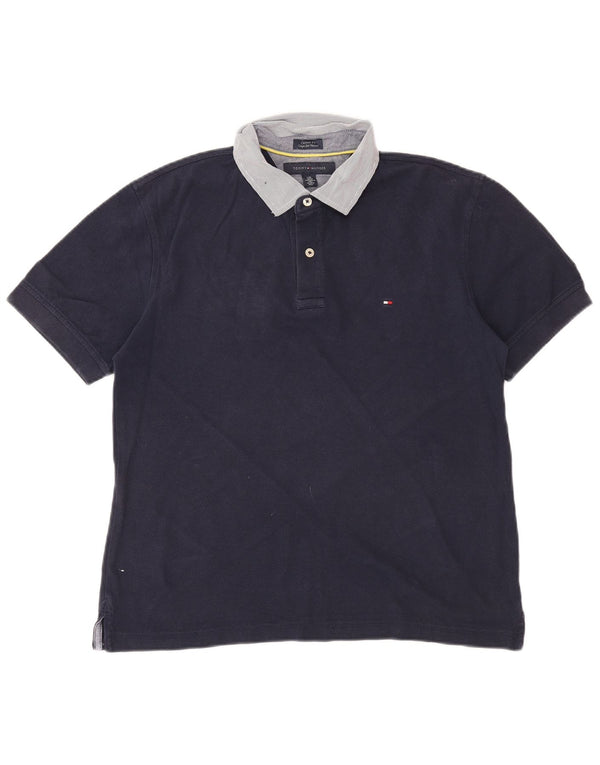 Tommy Hilfiger Mens Short Sleeve Polo Shirt Large Navy Blue Classic