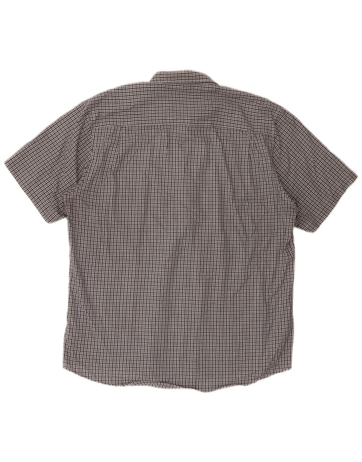 PIERRE CARDIN Chemise à manches courtes coupe régulière pour homme 2XL Gris à carreaux Polyester