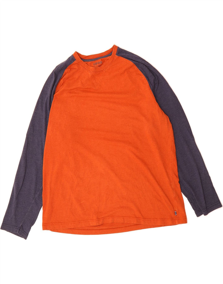 IZOD Mens Top Long Sleeve 2XL Orange Colourblock Vintage Izod and Second-Hand Izod from Messina Hembry 