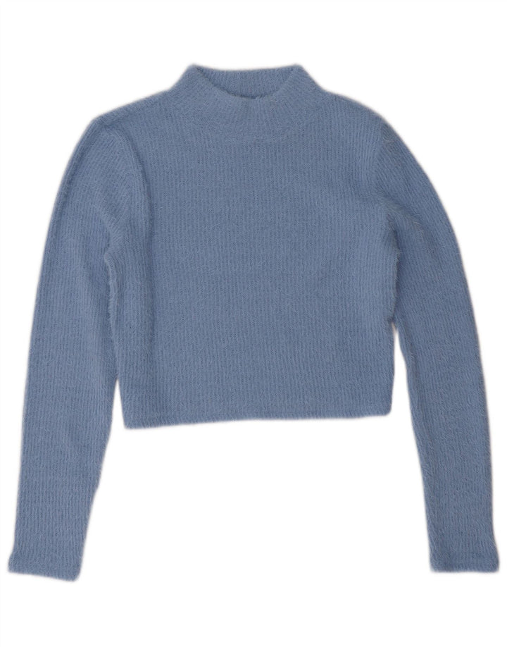 Zara Pull court à col roulé pour femme UK 16 Large Bleu