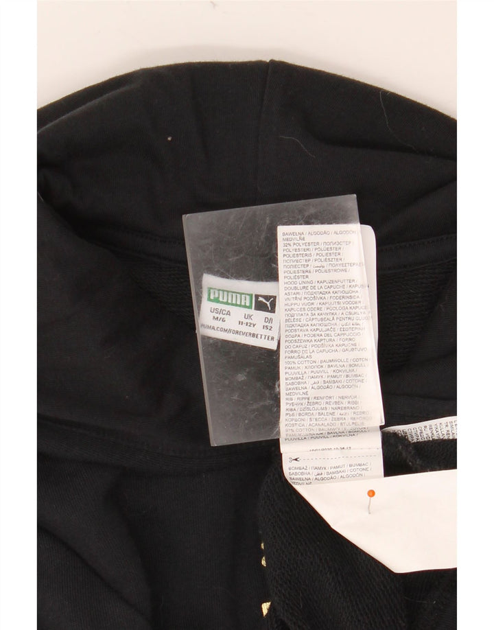 PUMA Pull à capuche court graphique pour fille 11-12 ans Noir Colorblock Coton