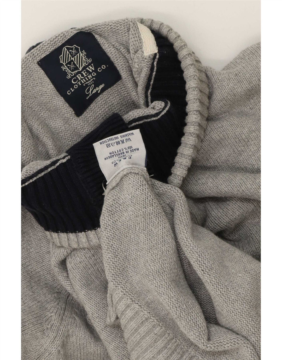 Crew Clothing Pull à col boutonné pour homme en coton gris Taille L