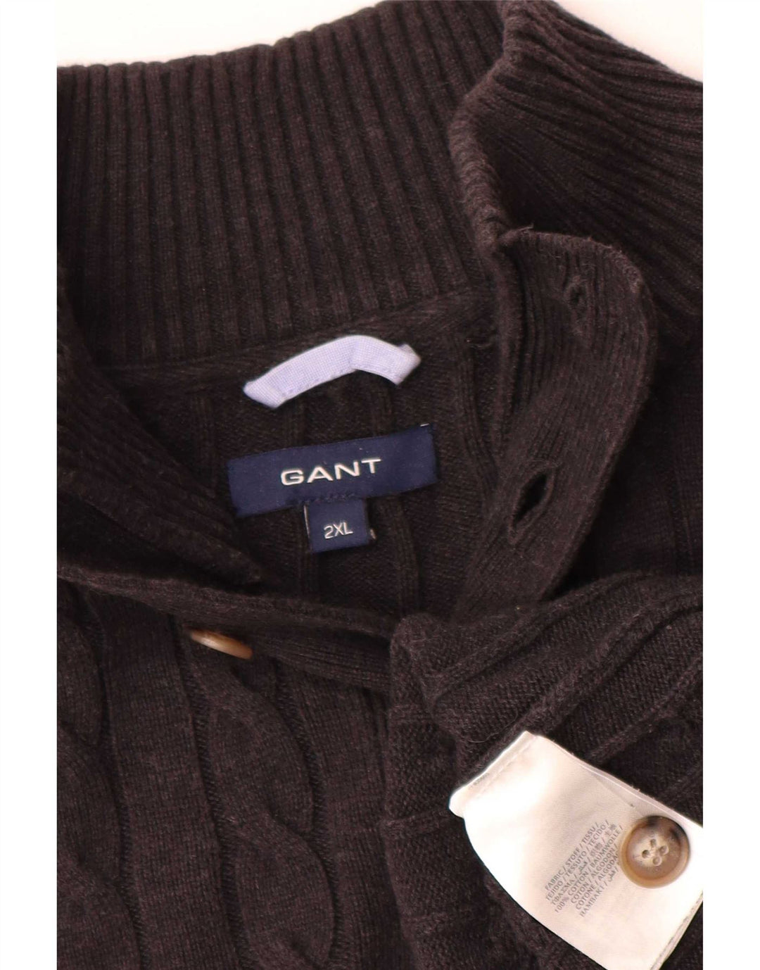 Gant Pull à col boutonné pour homme 2XL en coton noir
