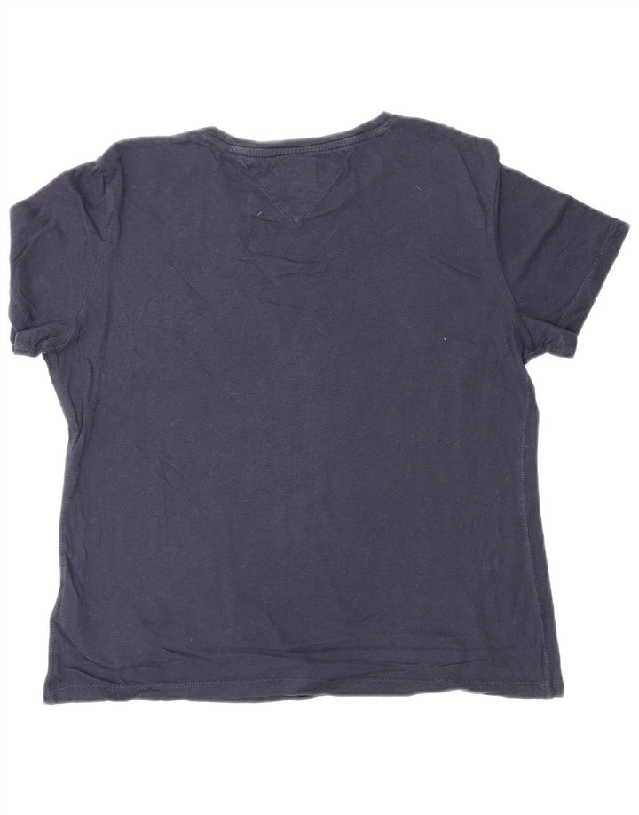 TOMMY HILFIGER T-Shirt Femme Top UK 14 Bleu Marine Moyen Coton