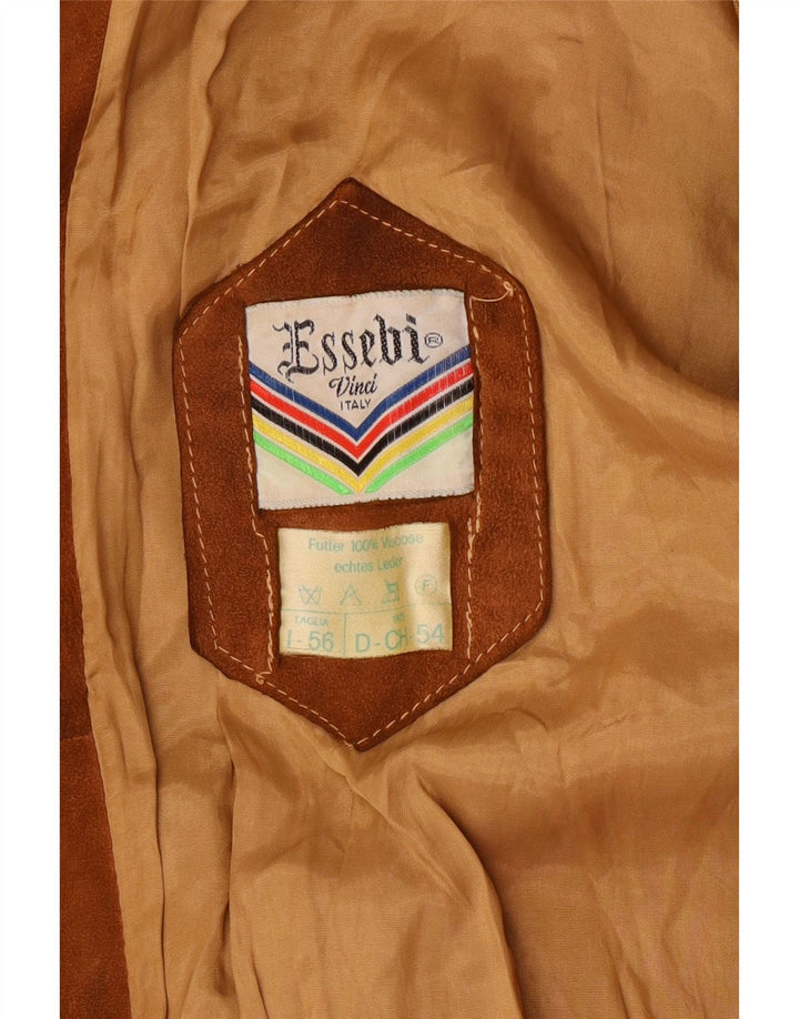 ESSEBI Veste bomber en daim pour homme UK 40 Grand cuir marron