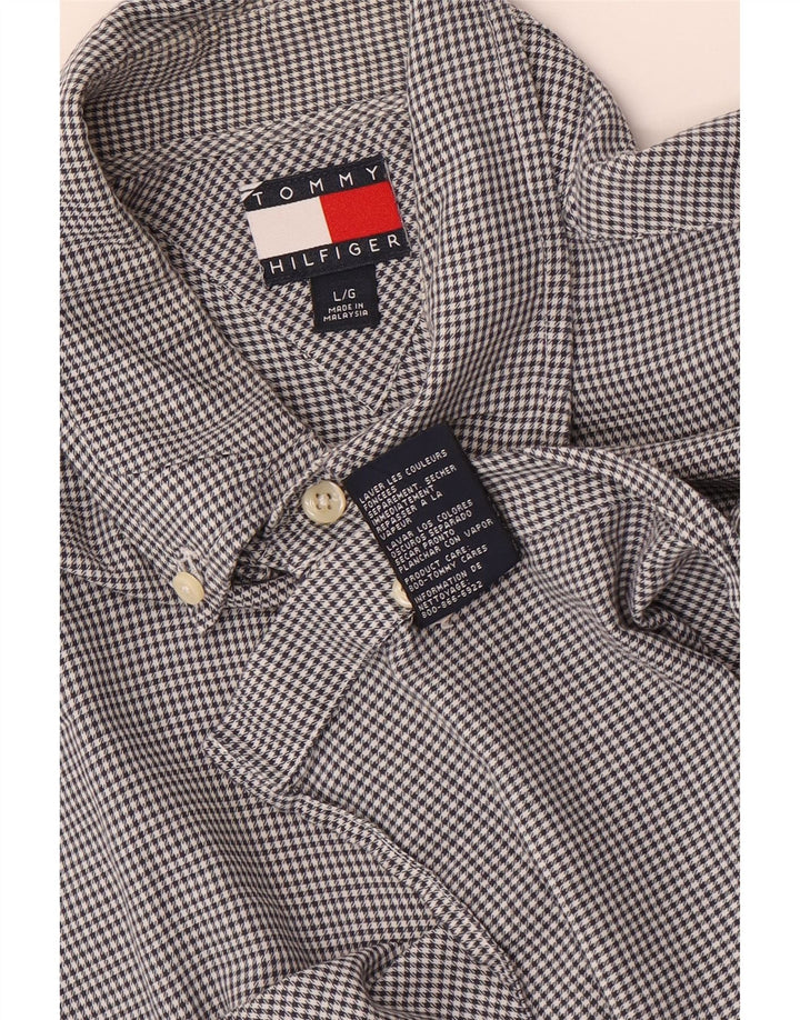 Tommy Hilfiger Chemise Homme Large Gris Pied-de-Poule Coton